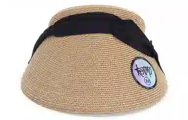 肯默草编大帽檐帽子  夏季防晒空顶帽  多折丝带发箍帽  女款 多色可选