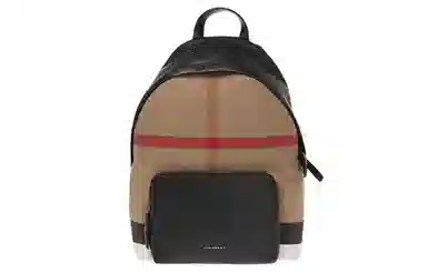 Burberry Metal Letter Logo Classic Check Backpack Black Brown