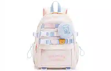 音魅 春夏新款原创小众高中生大学生大容量 尼龙布 书包背包双肩包 女款 蓝白粉/黄白/紫色