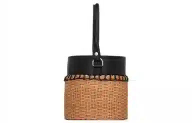 Saint Laurent Bucket Bag Natural Linen Black