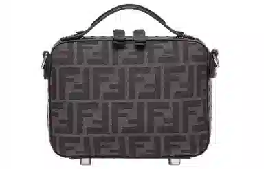 Fendi Logo Canvas Mini Shoulder Bag Gray