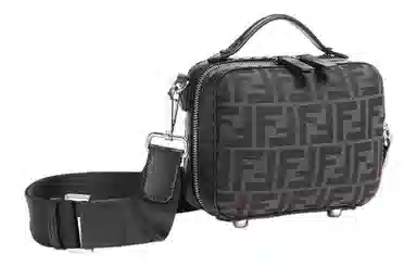 Fendi Logo Canvas Mini Shoulder Bag Gray