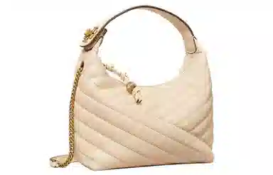 Tory Burch Kira Quilted Crescent Bag White