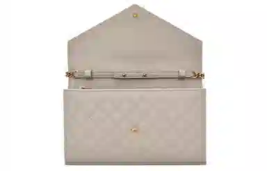 Saint Laurent YSL Monogram Quilted Leather Chain Wallet