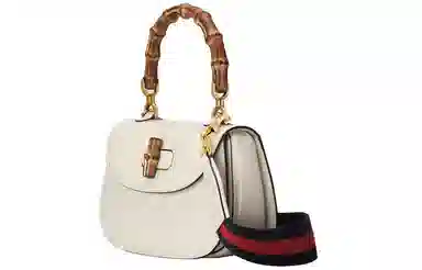 Gucci Bamboo Small Shoulder Bag White