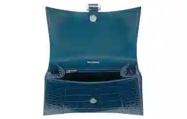 Balenciaga Croc-Embossed Leather Bag Blue