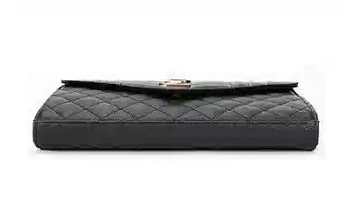 Saint Laurent YSL Monogram Quilted Leather Wallet Crossbody Bag Black
