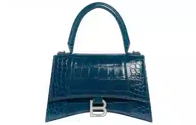 Balenciaga Croc-Embossed Leather Bag Blue