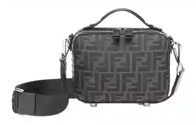 Fendi Logo Canvas Mini Shoulder Bag Gray