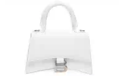 Balenciaga Hourglass Small White Croc Leather Bag