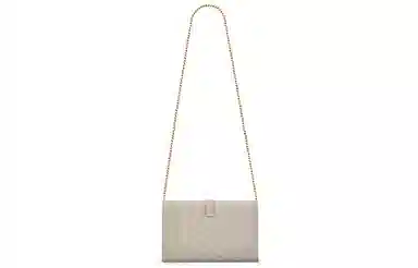 Saint Laurent YSL Monogram Quilted Leather Chain Wallet