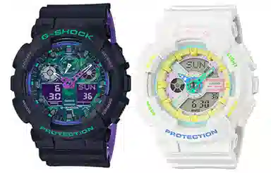Casio G-Shock GA-100BL-1A & Baby-G BA-110TM-7A
