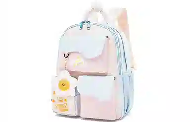 音魅 新款小学初中学生上课韩版原创可爱萌趣拉链 牛津纺 背包书包双肩包 女款 蓝色