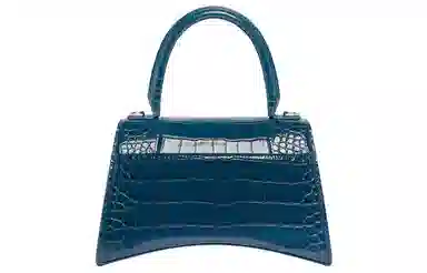 Balenciaga Croc-Embossed Leather Bag Blue