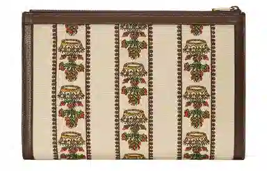 Gucci 100th Anniversary Logo Clutch Ivory/Brown