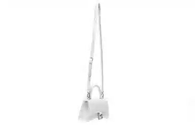 Balenciaga Hourglass Small White Croc Leather Bag