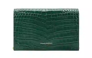 Alexander McQueen Skull Chain Leather Crossbody Bag Deep Green