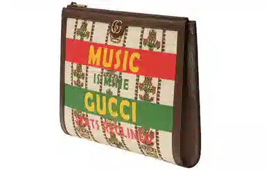 Gucci 100th Anniversary Logo Clutch Ivory/Brown