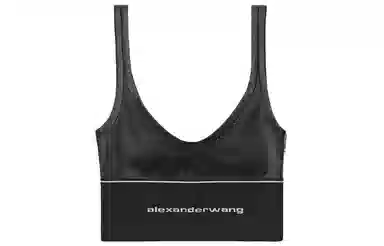 Alexander Wang FW21 Black Leather Logo Bra