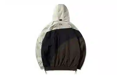 中国李宁 撞色拼接宽松夹克外套 情侣款 棕黑色