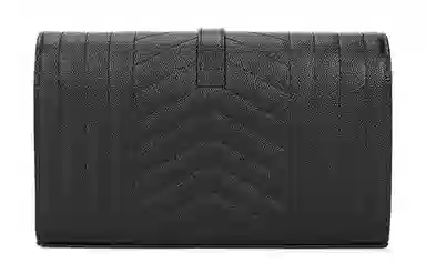 Saint Laurent YSL Monogram Quilted Leather Wallet Crossbody Bag Black