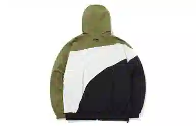 中国李宁 撞色拼接宽松夹克 情侣款 橄榄绿