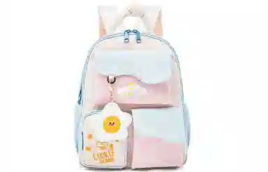 音魅 新款小学初中学生上课韩版原创可爱萌趣拉链 牛津纺 背包书包双肩包 女款 蓝色