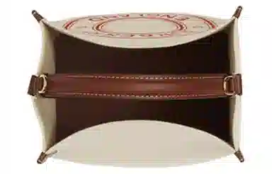 Burberry Peg Bucket Bag Small Natural Brown Red