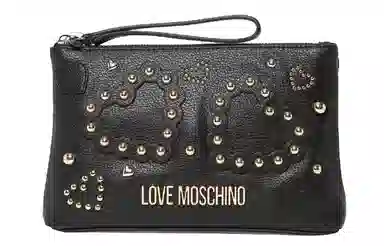 Moschino Heart Studded Logo PU Bag Black