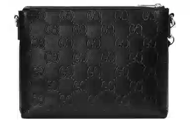 Gucci Leather Messenger Clutch Black