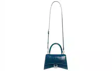 Balenciaga Croc-Embossed Leather Bag Blue