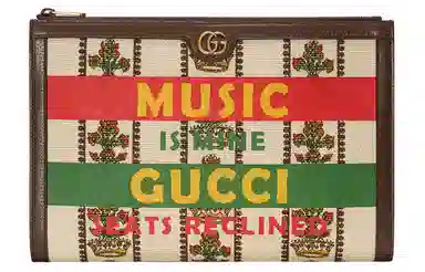 Gucci 100th Anniversary Logo Clutch Ivory/Brown