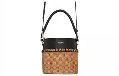 Saint Laurent Bucket Bag Natural Linen Black