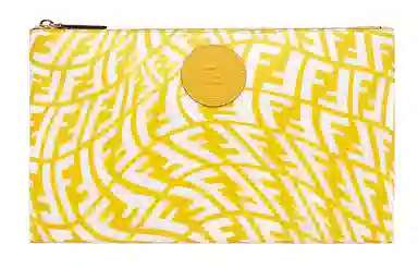 Fendi Medium Canvas Clutch Yellow