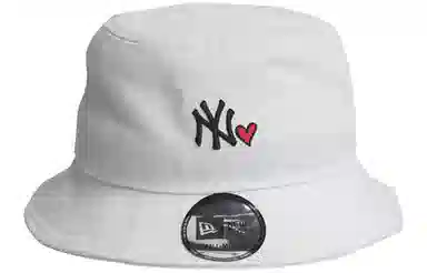 New Era NY Heart Embroidery Bucket Hat White