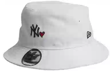 New Era NY Heart Embroidery Bucket Hat White