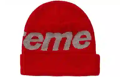Supreme FW18 Big Logo Beanie Red 3Mlogo