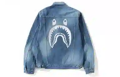 A BATHING APE BAPE SHARK DENIM JACKET Blue