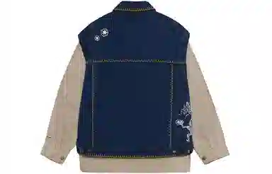 李宁 撞色拼接水洗宽松牛仔外套 秋季 男款 浮土色牛仔蓝    送男生