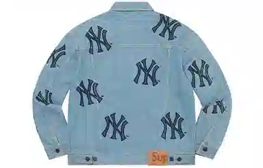 Supreme Week 2 x New York Yankees Denim Trucker Jacket Logo
