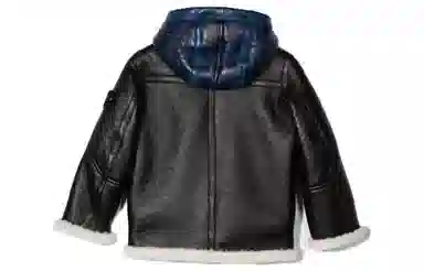 Stone Island Kids Leather Jacket Black
