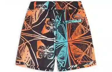 中国李宁 满印抽象图案系带宽松运动短裤 女款 地表灰色