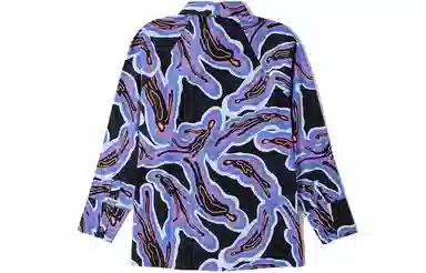 中国李宁 运动时尚系列 满印休闲翻领长袖衬衫 女款 彩色