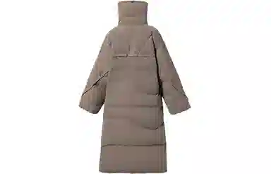 中国李宁 运动时尚系列 纯色中长款保暖羽绒服外套 冬季 女款 胡桃褐