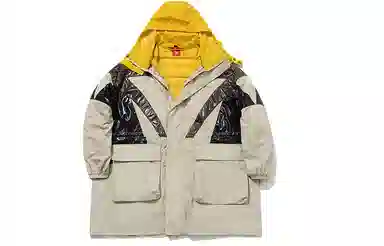 中国李宁 非鞋 宽松冬季套装风衣三合一羽绒服 女款 黄灰色