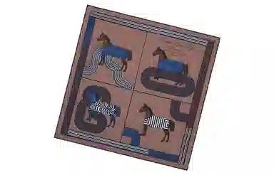 Hermes Scarf 45cm Ice Brown/Navy Blue/White