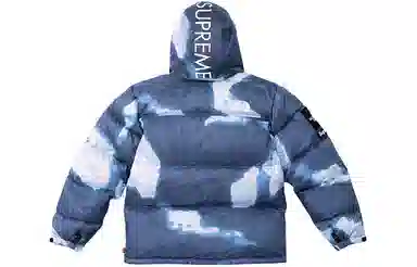 Supreme x THE NORTH FACE FW21 TNF Bleached Denim Print Nuptse Jacket