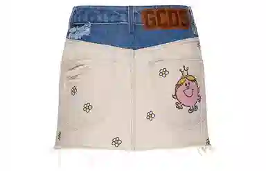 GCDS x Mr. Men Little Miss Denim Skirt White