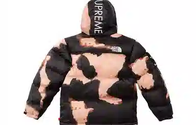 Supreme x THE NORTH FACE FW21 TNF Bleached Denim Print Nuptse Jacket