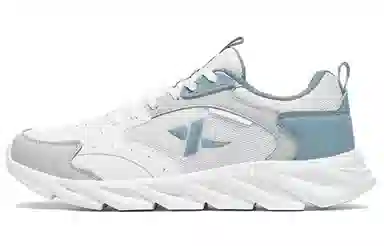 特步 柔软舒适 减震防滑耐磨 低帮 跑步鞋 男款 白灰蓝